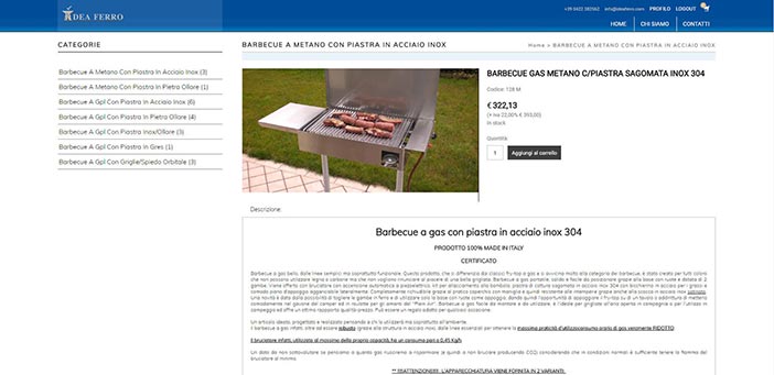 Ecommerce Sirio per la vendita di barbecue B2C
